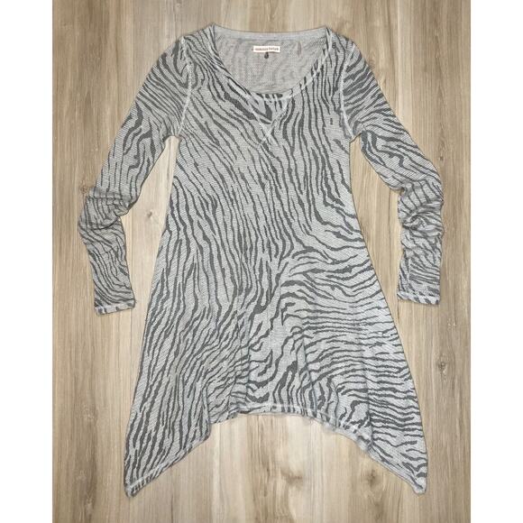 Rebecca Taylor Asymmetrical Dress Sz S Sheer Open Knit Silk Cashmere Stripes - Picture 4 of 16